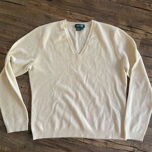 Ralph Lauren Womens V neck Wool Cashmere Sweater XL